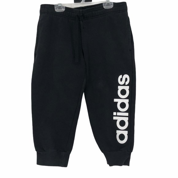 Adidas black cropped joggers medium
